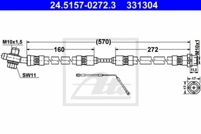 24.5157-0272.3/ATE ПАТРУБОК HAM.TYL ЛІВИЙ