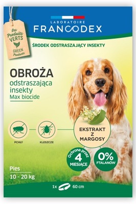 FRANCODEX Obroża na pchły i kleszcze pies 10-20kg