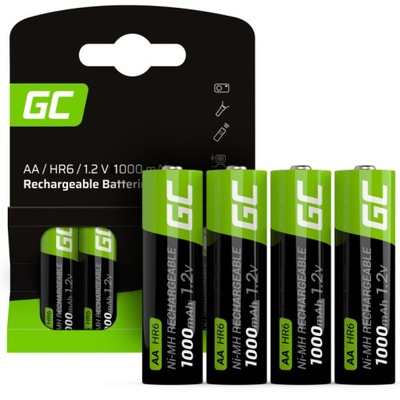 AKUMULATORKI BATERIE DO ŁADOWANIA GREEN CELL AA R6 1000mAh 4 szt