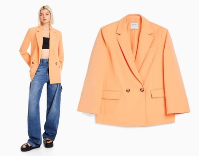 BERSHKA marynarka NOWA żakiet morelowa blazer S/36