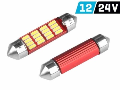 ЛАМПОЧКА НОЧНОГО ВИДЕНЬЯ FESTOON SV8.5 39MM 12/24V 12X 4014 SMD LED (СВЕТОДИОД ), NONPOLAR, CANBUS