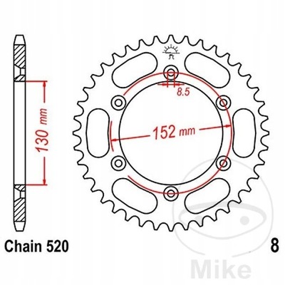 JT ENGRANAJE PARTE TRASERA 4500 51 BMWG 450X '08-11 (450051JT) (LANC. 520)  