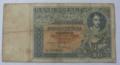Banknot 20 zł 1931 r. Ser. AT