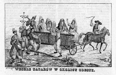 litografia 1836 Wesele Tatarów w okolicy Odessy