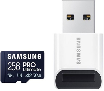 Karta Samsung MicroSD z czytnikiem kart PRO Ultimate 256 GB, karta pamięci