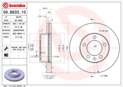 DISCS BRAKE FRONT BREMBO 09.B633.10 09B63310  