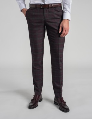 Spodnie do zestawu naro 02 bordo slim fit 182 98