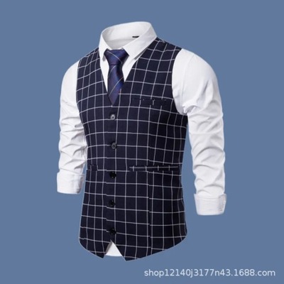 New Plus Men's Checkered Vest Four Seasons Casual