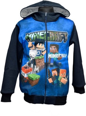 Minecraft Cleeper , Bluza Dresowa rozpinana z kapturem 128