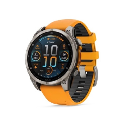 Garmin Fenix 8 47 mm AMOLED Sapphire Titanium z pomarańczowym paskiem