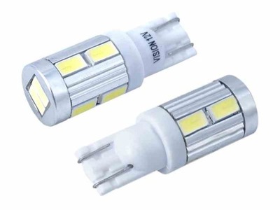 LAMP VISION W5W (T10) 12V 10X 5730 SMD LED, CANBUS, BIALA, 2 SZT.  