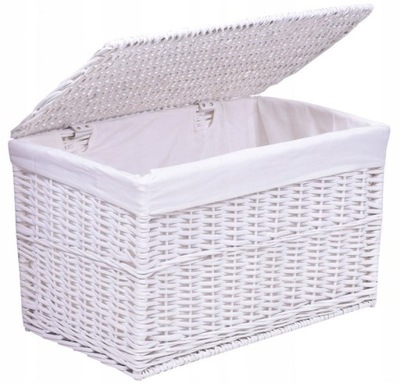 Kufer kosz wiklinowy na pranie biały 65 L