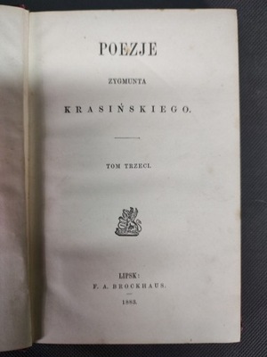 Książka Poezje Zygmunta Krasińskiego 1883