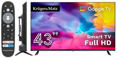 TELEWIZOR LED 43'' KRUGERMATZ FULL HD SMART TV GOOGLE TV WI-FI HDR DVB-T2