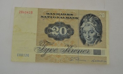 Dania - banknot - 20 Koron - 1972 rok