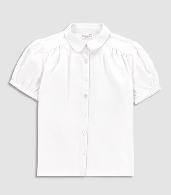 Coccodrillo biała galowa koszula z krótkimi bufiastymi rękawami 140