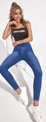 SHEIN JEANSY GRANATOWE RURKI WYSOKI STAN 34 V4G