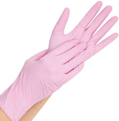 Rękawice rękawiczki nitrylowe różowe PINK M