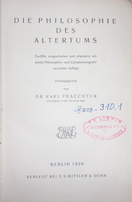 Die philosophie des Altertus 1926 r.