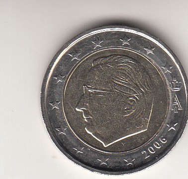 Belgia 2006 -2 euro obiegowe - z rolek bankowych .