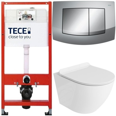 TECE ZESTAW PODTYNKOWY WC MISKA RIMLESS PRZYCISK CHROM MAT/CHROM POŁYSK 6W1