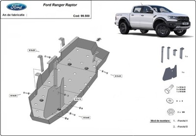 DE ACERO PROTECCIÓN DE TANQUE COMBUSTIBLES FORD RANGER RAPTOR (2024-2024)  