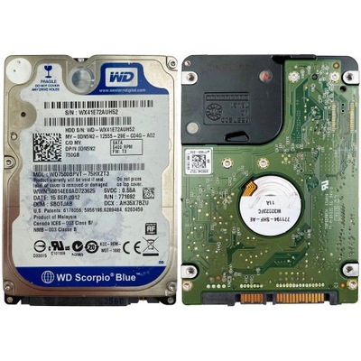 WD WD7500BPVT | 75HX2T3 | wykrywany > xQ