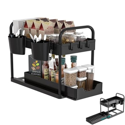 PÓŁKA STOJĄCA NA BLAT REGAL KUCHENNY PRZYPRAWY CZARNY