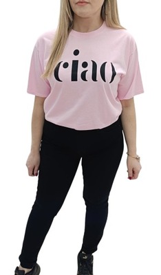 T-shirt damski z nadrukiem CIAO różowy