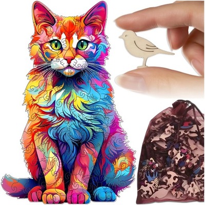 PUZZLE DREWNIANE UKŁADANKA DLA DZIECI DOROSŁYCH DZIECKA KOT PREZENT 85 EL