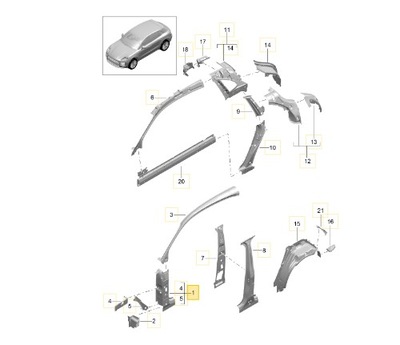 PILAR A PIEZA DE RECAMBIO PARTE INFERIOR DERECHA PORSCHE MACAN 95B809202  