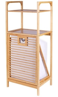 Regał łazienkowy z koszem na pranie 39,5x30x95 cm bambusowy 2 półki