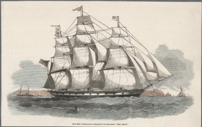 AUSTRALIA. Statek płynący z emigrantami -XIX wiek