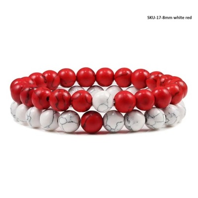 Bransoletka 2w1 8MM/ UNISEX WHITE&RED/ różne kolor