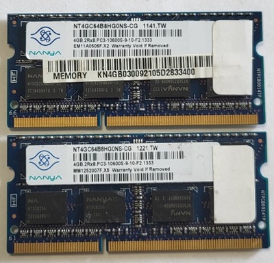 Pamięć RAM Nanya 8GB (2x4GB) 1333 MHz - Laptop - NT4GC64B8HG0NS-CG