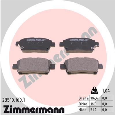 ZIMMERMANN 23510.160.1 ZAPATAS DE FRENADO  