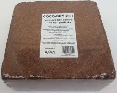 COCO BRYKIET PODŁOŻE WŁÓKNO KOKOSOWE 4,5-5kg NA 60L