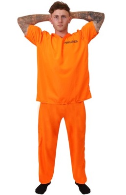Kostium strój więźnia więzień pomarańczowy L