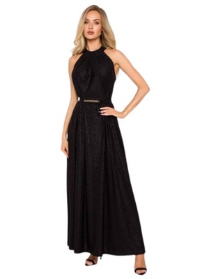 Czarna długa suknia z dekoltem typu halter