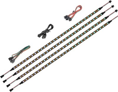 4X TAŚMA ŚWIETLNA LED DO KOMPUTERA 0,5M RGB Z TAŚMĄ SAMOPRZYLEPNĄ