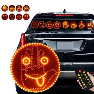 WSZECHSTRONNY SYGNALIZATOR GESTÓW LED DO SAMOCHODU NA SZYBĘ Z PILOT