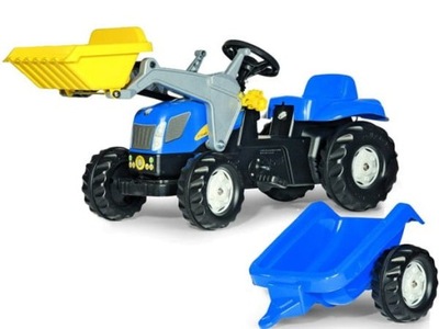 ROLLY TOYS TRAKTOR NA PEDAŁY Z ŁYŻKĄ I PRZYCZEPĄ KID NEW HOLLAND 2-5 LAT 02