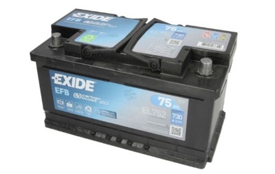 АККУМУЛЯТОР ПУСКОВОЙ EFB EXIDE 12V 75AH 730A P+