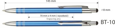 długopisy metalowe touch pen z grawerem 100 szt.