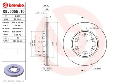 DISCOS DE FRENADO PARTE DELANTERA BREMBO 09.5055.10 09505510  