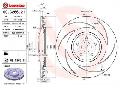 DISC BRAKE FRONT RIGHT UV LEXUS  