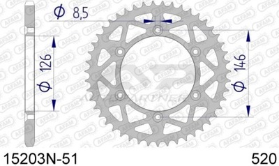 ENGRANAJE NAPEDZANA PARTE TRASERA MOTO ALUMINIO ANODOWANA PLATEADA 15203N-51  