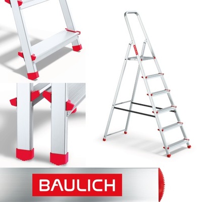 Rebrík hliníkový domáci 6 stupňový BAULICH hák ZADARMO produkt POĽSKÝ