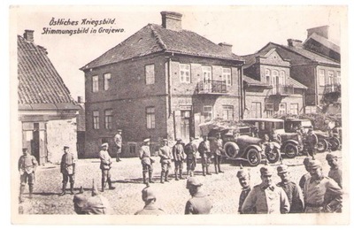 GRAJEWO- Rynek- Wojna wojsko niemieckie auta-Feldpost 1916