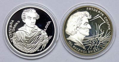 pk Polska, 10 złotych 1999, Słowacki, Chopin, Zestaw 2 sztuki